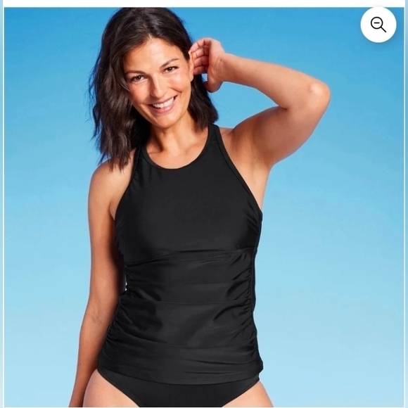 Kona Sol Other - Kona Sol Shirred Front High Neck Tankini Top Swimsuit Top Women's